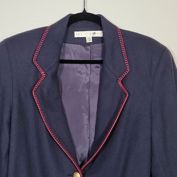 Vintage Limited Women 100% Wool Blazer Size S/M Navy Gold Button Classic Preppy - Picture 2 of 16